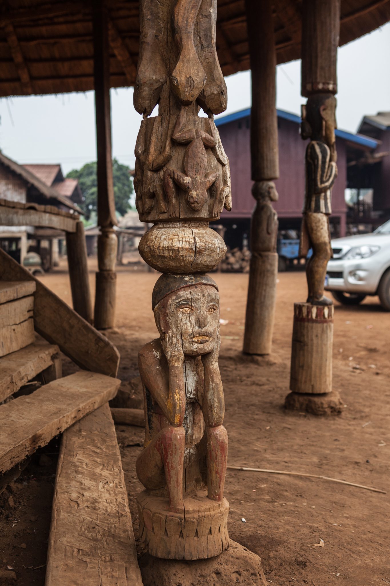 Katu wooden carving in Southern Laos