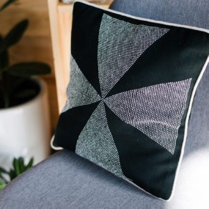 Handwoven beaded fan motif cushion cover Katu ethnic group