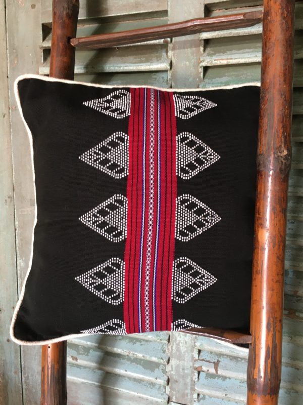 Katu backstrap loom textile with white beads