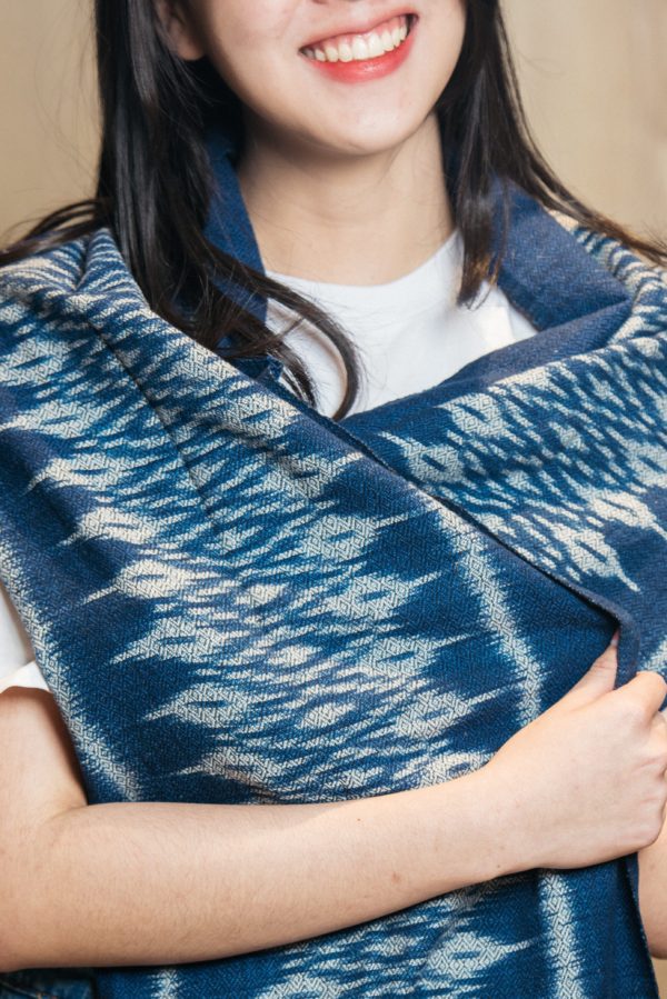 TAEC Phou Tai Ikat Indigo Scarf Laos