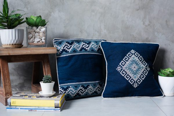 Indigo blue traditional motif cushion covers Laos