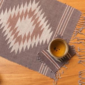 Close up of mulberry fibre placemat and coaster tableware