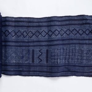 Hmong wax resist batik indigo blue fabric roll Laos