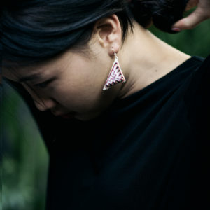 Hmong silk embroidered triangle earrings
