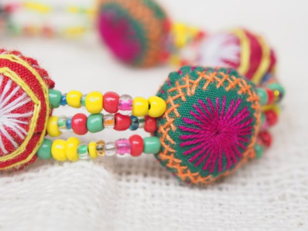 Handmade cotton beaded Akha bracelet made in Laos