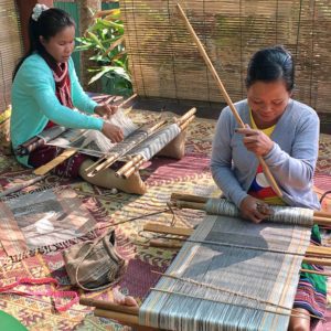 Kriang Nge artisans weaving at TAEC during residency