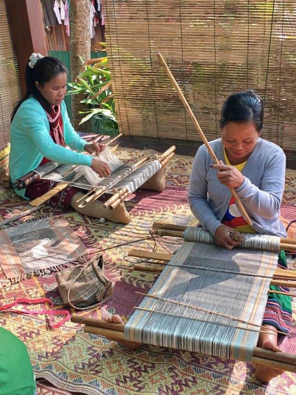 Kriang Nge artisans weaving at TAEC during residency