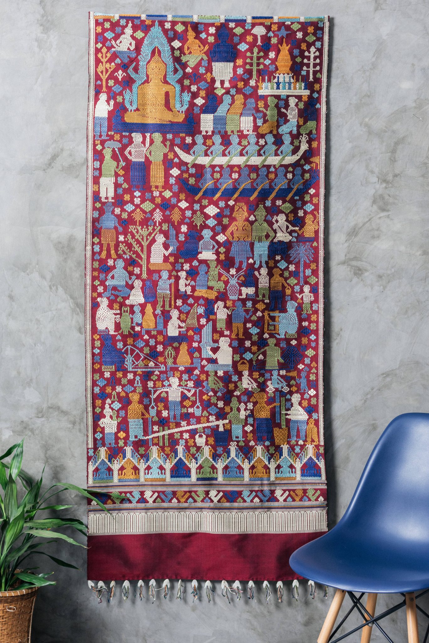 Silk storytelling wall hanging Laos